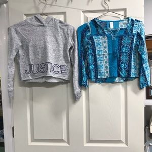 Justice Grey Sweatshirt & Blue Boho Top - Size 6/7